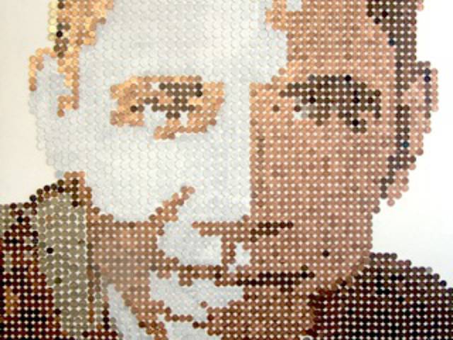 "Real Change" 4 thousand coins were used in this art piece by JC Lenochan