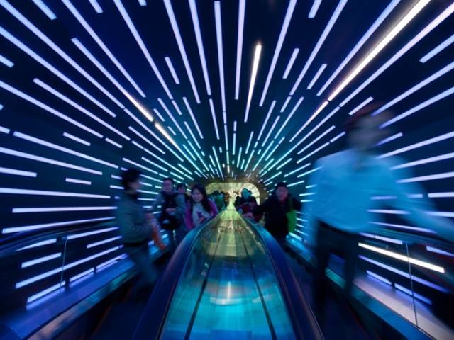 Ascending the Escalator into the Dream Cube  | Credit: <a href="http://www.flickr.com/photos/esi_design/4548531839/">flickr/esi_design</a>