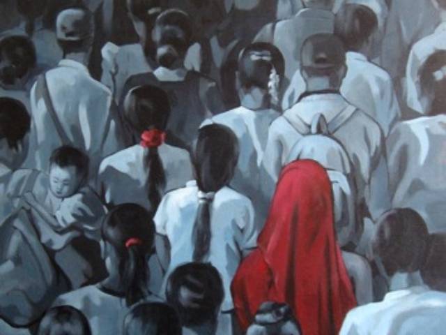 Beautiful Red in Black 90x120cm