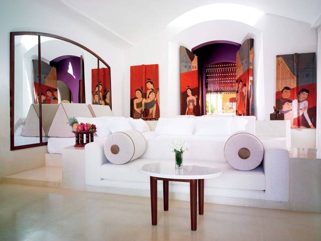View of the living room of the villa