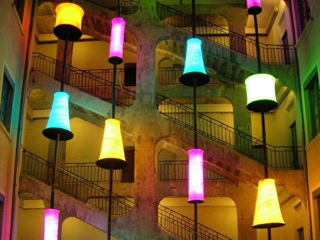 Cour des Voraces lit up during Fête des Lumières