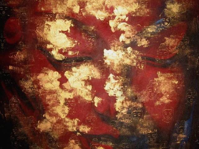 Red Buddha 105x105cm
