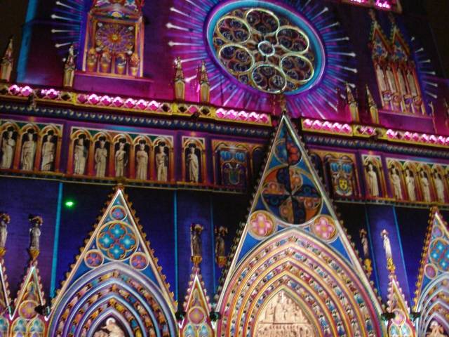 Cathédrale Saint-Jean lit up during Fête des Lumières