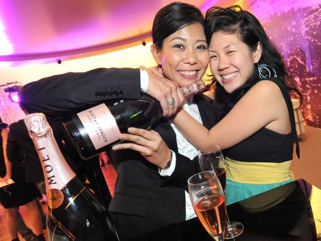 Attended by the beautiful and glamorous, partying with their favorite champagne, Moët & Chandon